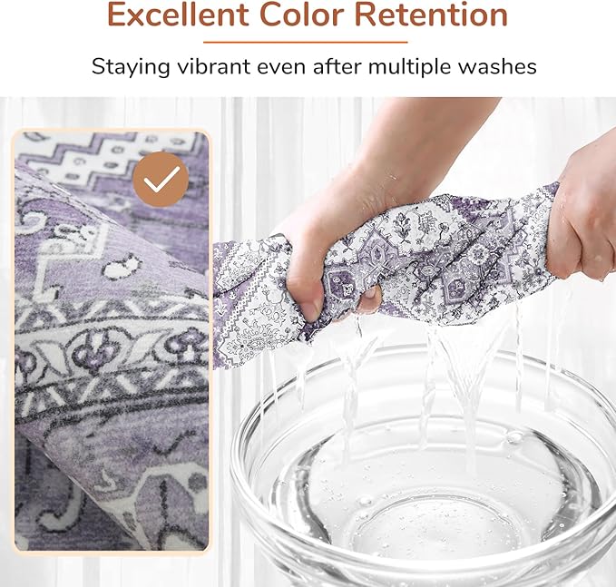 OPPODREAM Soft 8x10 Area Rugs, Washable Rugs 8x10 with Non Slip Backing, Faux Cashmere Low-Pile 8 x 10 Carpet, Purple