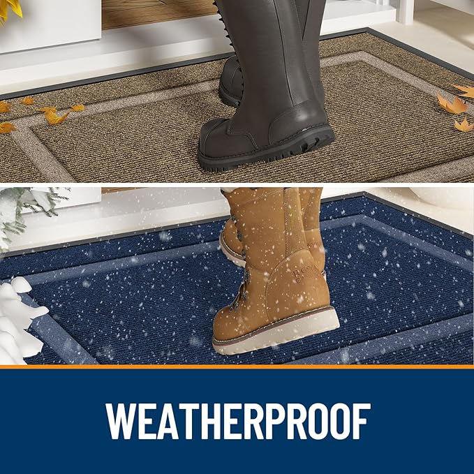 OLANLY Front Door Mat Indoor Outdoor Entrance, Waterproof All-Season, All-Weather Doormat, Sturdy Natural Rubber, Low Profile, Easy Clean Patio Porch Entryway Mat, 59x23, Butter Yellow