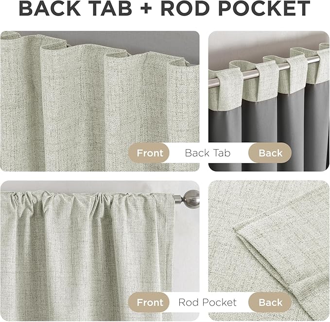 Joydeco Linen Blackout Curtains for Bedroom - 100% Light Blocking 1 Panels, Light Beige Drapes 100" W x 108" L, Thermal Insulated Room Darkening Curtains for Living Room, Rod Pocket & Back Tabs