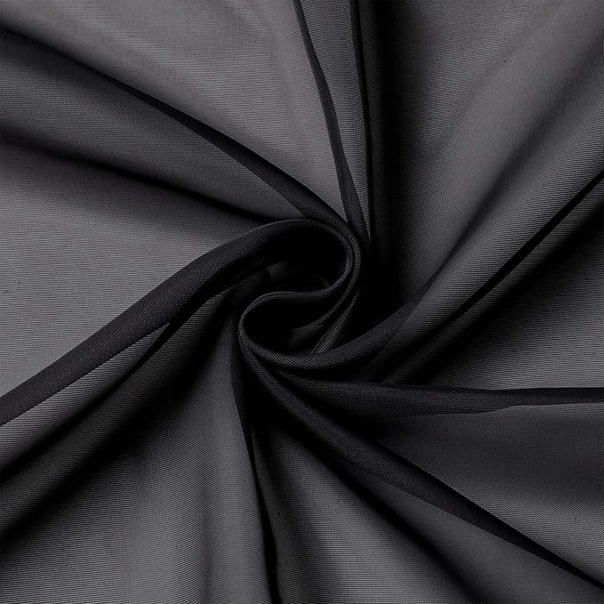 Extra Long Black Sheer Curtains for Bedroom Living Room 120 Inches Long 2 Panels Set, Solid Soft Light Filtering Rod Pocket Sheer Window Curtains, Black, Each 59" Wx120 L Inch