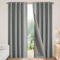 Joydeco Blackout Curtains for Bedroom - 100% Light Blocking 2 Panels Light Grey Drapes 42" W x 84" L, Thermal Insulated Room Darkening Curtains, Linen Textured for Living Room, Rod Pocket & Back Tabs
