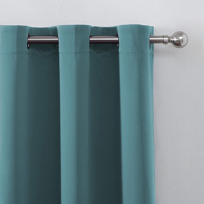 LEMOMO Sea Teal Blackout Curtains 40 x 63 Inch Length/Set of 2 Curtain Panels/Thermal Insulated Room Darkening Blackout Curtains for Bedroom
