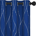 Deconovo Blackout Curtains, 38 x 90 Inch Drapes for Sliding Door with Wave Dot Silver Print, Soundproof Thermal Insulated Window Curtain for Bedroom Living Room, Set of 2, Machine Washable, Royal Blue