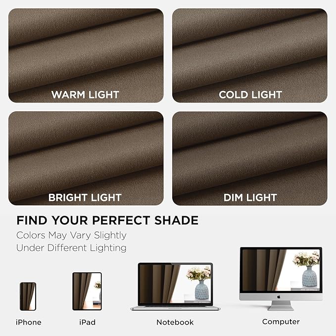 Joydeco Blackout Curtains 45 Inch Length 2 Panels Set, Thermal Insulated Long Curtains& Drapes 2 Burg, Room Darkening Grommet Drapes for Living Room Bedroom Window (W52 x L45 Inch, Khaki)