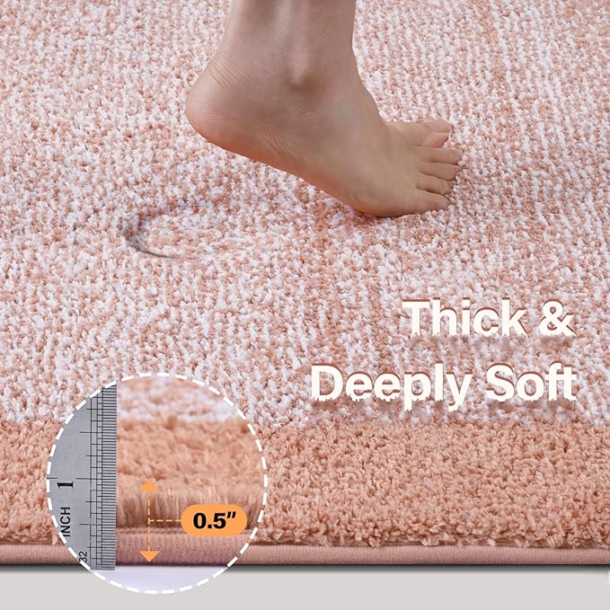 48x32 Large Bathroom Rugs Washable Non Slip, Pink Bath Mat for Bathroom Floor Tub, Soft Absorbent Quick Dry Mats for Shower, Bathtub,Home Decor