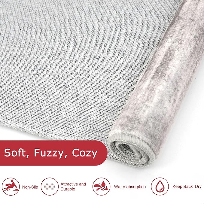 KOZYFLY 3x10 Ft Rug Modern Ombre Runner Rug for Hallway, Washable Kitchen Rugs Non-Slip Soft Striped Entryway Rug, Print Grey/Light Beige/Brown Abstract Carpet for Laundry Nursery