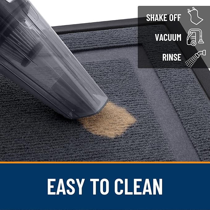 OLANLY Front Door Mat Indoor Outdoor Entrance, Waterproof All-Season, All-Weather Doormat, Sturdy Natural Rubber, Fade Resistant, Low Profile, Easy Clean Patio Porch Entryway Mat, 35x23, Light Grey