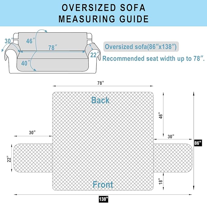Reversible Oversized Sofa Covers Couch Cover Furniture Protector for Dogs Elastic Straps Water Resistant(XLSofa,Black/Black)