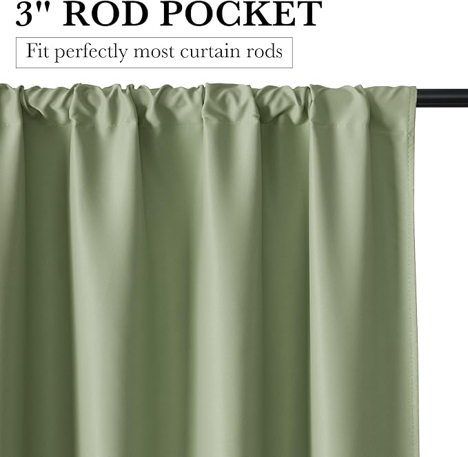 RYB HOME 100% Blackout Short Curtains for Small Window, Thermal Insulated Total Room Darkening Noise Reducing Curtains for Basement Bathroom RV Cars, 29 inches Wide by 36 inches Long, Sage Green