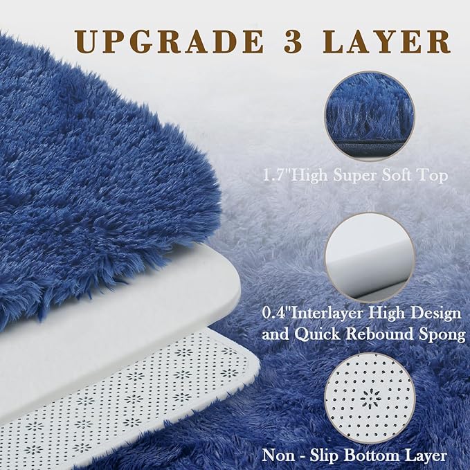 Rugs for Bedroom 4x6, Alfombras para Salas Shag Large Plush Soft Area Rug, Shaggy Carpets for Livingroom, Kids Boys Girls Home Decor Aesthetic(Royal Blue, 4 x 6)