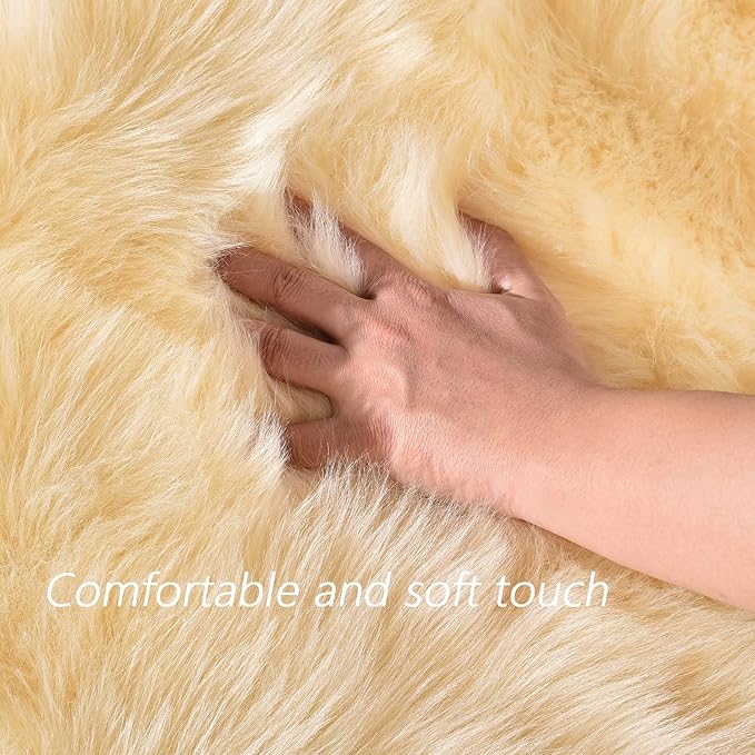 Latepis Rug for Living Room 6x8 Yellow Faux Fur Fluffy Rug Sheepskin Furry Rugs for Bedroom Shaggy Plush Rugs Home Décor, Rectangle