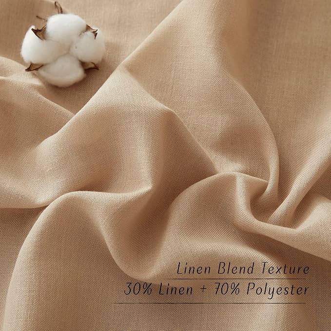 NICETOWN Rustic Linen 102 inch Long Curtains for Living Room, Grommet Privacy Added Thick Linen Weave with Light Filter Window Curtains & Drapes for Bedroom, Camel, W55 x L102, 2 Panels