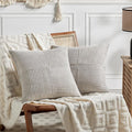 Fancy Homi 2 Packs Neutral Grey Euro Decorative Throw Pillow Covers 28x28 Inch for Couch Bed Sofa, Rustic Farmhouse Boho Home Decor, Soft Corss Corduroy Patchwork Textured Square Cushion Case 71x71 cm