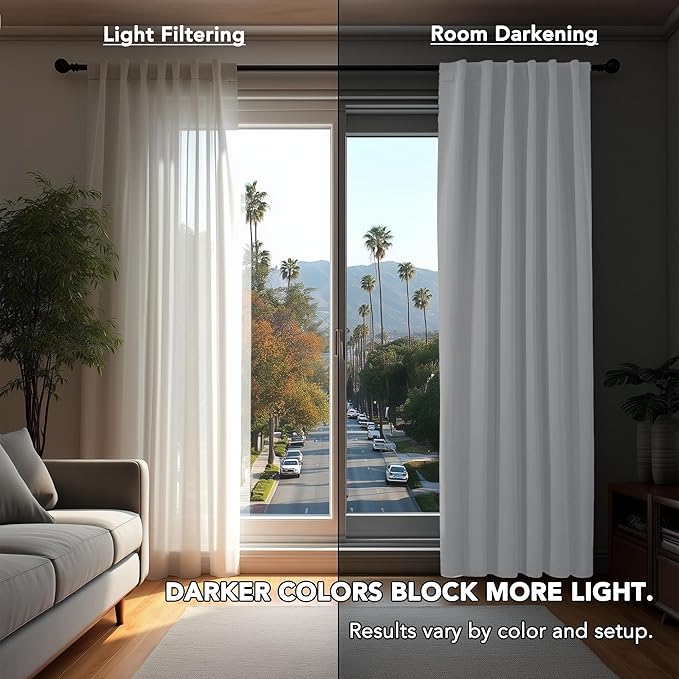 Deconovo Room Darkening Curtains, Thermal Insulated Noise-Reducing Window Panels for Bedroom, Living Room and Home Office, 2 Panels, Pure White, 52W x 108L Inch