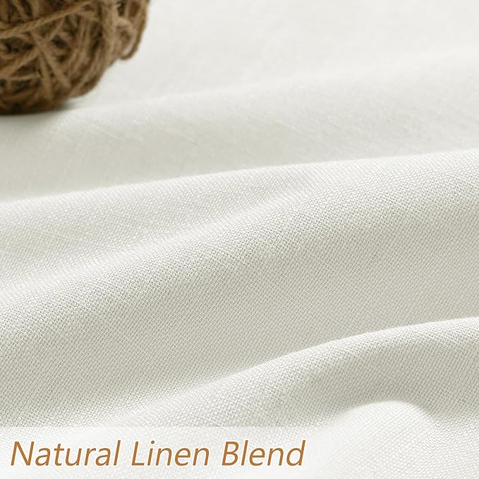 Guken Ivory 100% Blackout Linen Curtains 72 Inch Length 2 Panels Set for Living Room Bedroom Back Tab Thermal Insulated Black Out Drapes Room Darkening Window Curtains 40 Wide