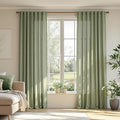 MYSKY HOME Patio Curtains for Sliding Door 90 inch Length 2 Panels Set, Living Room Curtains & Drapes Soft Farmhouse Window Treatments Back Tab Semi Sheer Draperies, 50" W x 90" L, Sage Green
