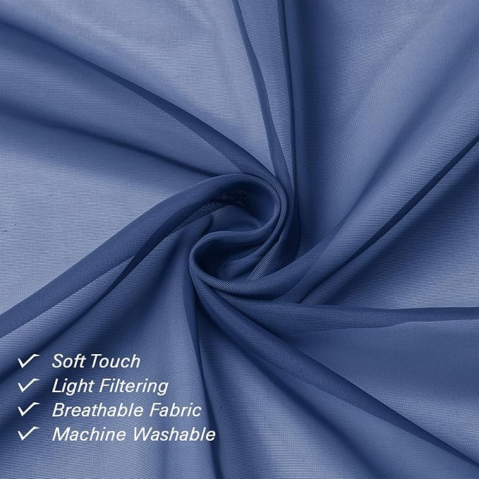 Lecloud Royal Blue Sheer Curtains 84 Inches Long 2 Panels Set, Elegant Rod Pocket Window Treatments for Living Room, Airy Lightweight Voile Transparent Curtains Home Decor, Each Panel 42 X 84 Inch