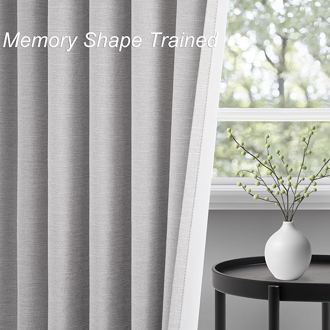 Topfinel 94 Inches Long Custom Ceiling Grey Blackout Urtains, Modern Light Blocking Track Soundproof Curtains, Decorative Elegant Linen Luxrury Curtains 52" X 94" for Living Room 2 Panels Christmas