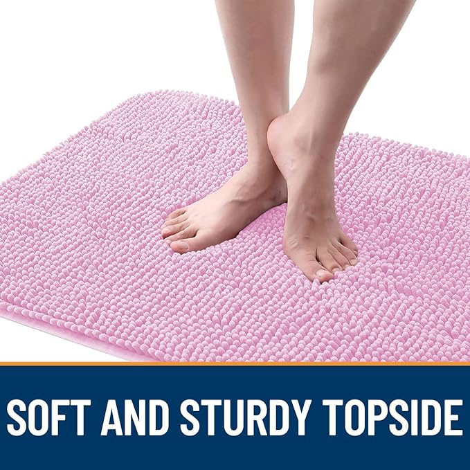 OLANLY Dog Door Mat for Muddy Paws 70x35, Absorbs Moisture and Dirt, Absorbent Non-Slip Washable Doormat, Quick Dry Chenille Mud Mat for Dogs, Entry Indoor Entryway Carpet for Inside Floor, Pink