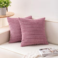 Pack of 2 Corduroy Decorative Throw Pillow Covers 16x16 Inch Soft Striped Pillow Covers Modern Farmhouse Home Decor for Sofa Living Room Couch Bed（Pink）