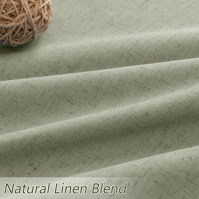 Guken Sage Green 100% Blackout Curtains 132 Inch Length 2 Panels Set for Living Room Bedroom Back Tab Thermal Insulated Black Out Linen Drapes Room Darkening Window Curtains 52x132