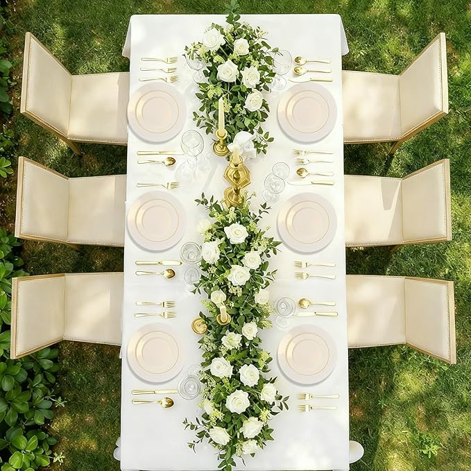 200 PCS Ivory Plastic Plates, Ivory Plastic Disposable Party Plates Include 100 Dinner Plate 10 inch and 100 Dessert Plate 7 inch Perfect for Birthday, Party & Christmas