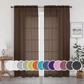 OWENIE Sheer Curtains 63 inch Length 2 Panels Set, Rod Pocket Voile Fimly Sheer Drapes for Living Room/Bedroom, 2pcs, Each 42" W x 63" L, Chocolate