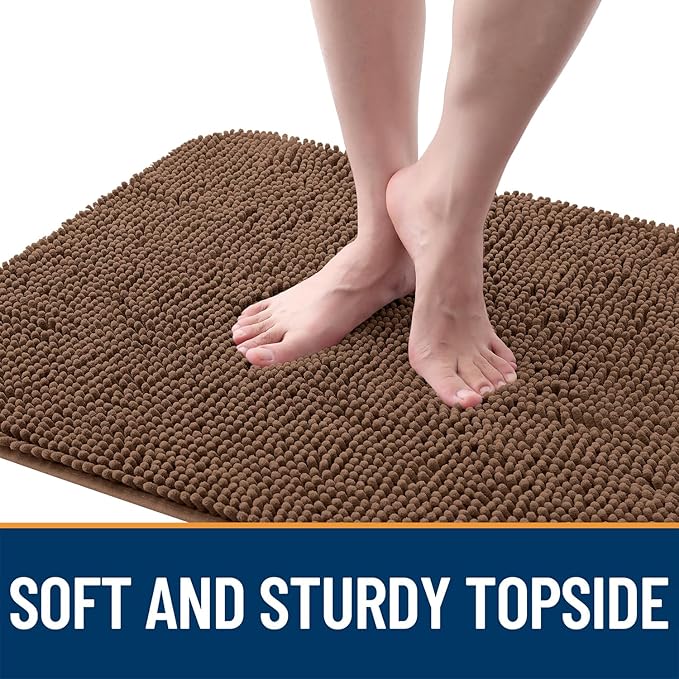 OLANLY Dog Door Mat for Muddy Paws 54x24, Absorbs Moisture and Dirt, Absorbent Non-Slip Washable Doormat, Quick Dry Chenille Mud Mat for Dogs, Entry Indoor Entryway Carpet for Inside Floor, Mocha