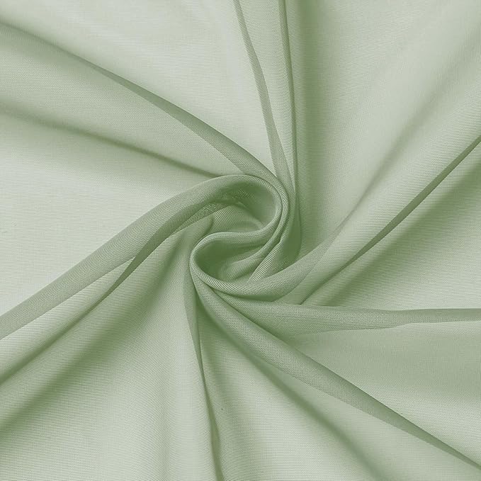 Sage Green Sheer Curtains 84 Inches Long 2 Panels Set for Bedroom Living Room, Soft Airy Light Filtering Modern Solid Rod Pocket Drapes Window Treatments, Each 59" W x 84" L