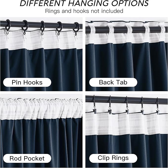 RYB HOME Navy Velvet Curtains 90 inches- Velevt Blackout Curtains for Bedroom, Soft Luxury Window Decor for Hotel Room Hall Kid Room, Navy Blue, W52 x L90 inches, 2 Panels