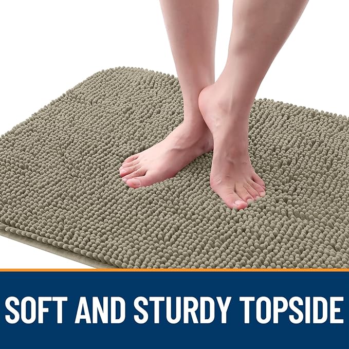 OLANLY Dog Door Mat for Muddy Paws 47x24, Absorbs Moisture and Dirt, Absorbent Non-Slip Washable Doormat, Quick Dry Chenille Mud Mat, Entry Indoor Entryway Carpet for Inside Floor, Warm Taupe