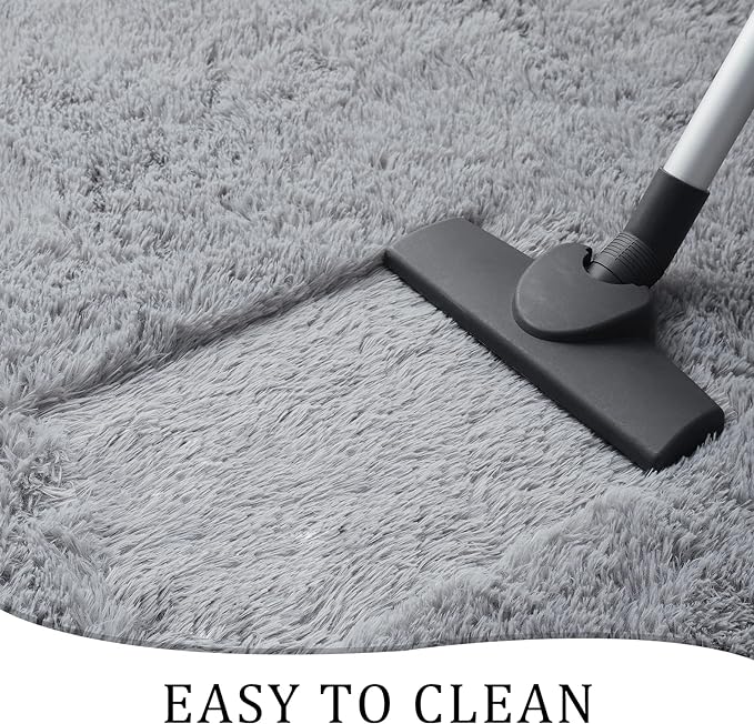 Chicrug Soft Runner Rug for Bedroom Living Room Plush Fluffy Rug 2x3 Feet, Shag Furry Runner Carpet Non Shedding for Nursery Children Kids Girls Room Home Decorative, Gery