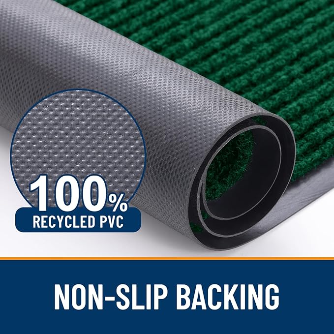 OLANLY Front Door Mat Indoor Outdoor Entrance, Waterproof Heavy Duty Doormat, Fade Resistant, Low Profile, Easy Clean Patio Porch Welcome Floor Mats for Entry, 59x40, Green
