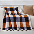 PU MEI Sherpa Blanket Twin Plaid Thick Bed Blanket, 60”*80” Super Soft Flannel Fuzzy Fleece Reversible Velvet Plush Warm Blanket for Couch (Brown Orange Check)