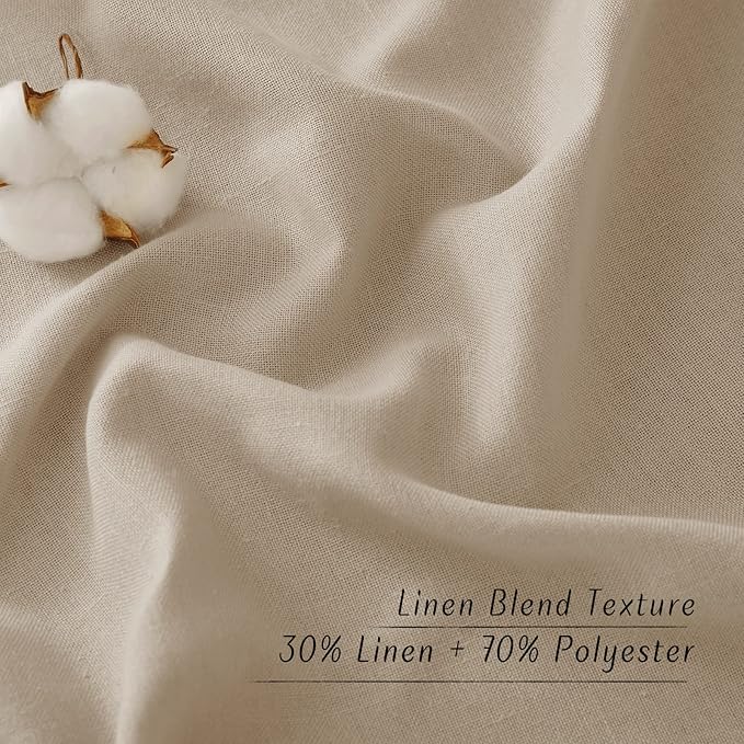 NICETOWN Rustic Linen 132 inch Long Curtains for Living Room, Grommet Privacy Added Thick Linen Weave with Light Filter Window Curtains & Drapes for Bedroom, Taupe, W55 x L132, 2 Panels