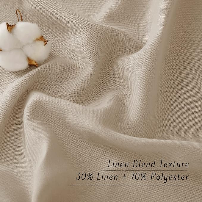 NICETOWN Flax Taupe Linen Curtains for Room Divider, Grommet Top Thick Flax Semi Sheer Vertical Drapes Privacy Assured with Light Filtering for Sliding Glass Door, W68 x L84, 2 Pieces
