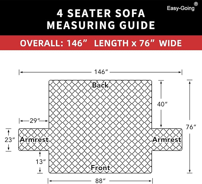 Easy-Going 4 Seater Sofa Slipcover Reversible Sofa Cover Water Resistant Couch Cover with Foam Sticks Elastic Straps Furniture Protector for Pets Children Dog Cat (XX-Large, Pink/Beige)