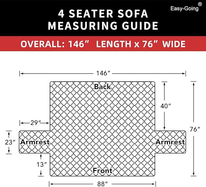 Easy-Going 4 Seater Sofa Slipcover Reversible Sofa Cover Water Resistant Couch Cover with Foam Sticks Elastic Straps Furniture Protector for Pets Children Dog Cat (XX-Large, Camel/Ivory)