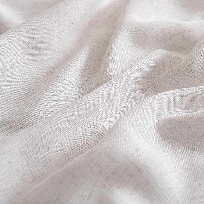 MIULEE White Linen Curtains 84 Inch Length for Bedroom Living Room, Soft Thick Linen Textured Window Drapes Semi Sheer Light Filtering Rod Pocket Back Tab Burlap Look Farmhouse Decor, 2 Panels