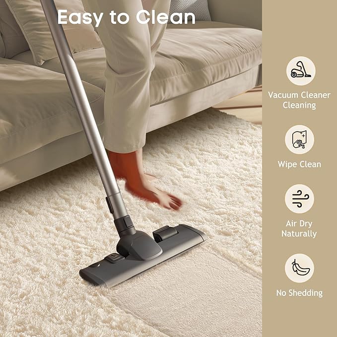 Ophanie 7x9 Area Rugs, Upgrade Non-Slip Fluffy Soft Rugs for Living Room, Large Shag Ivory Fuzzy Plush Rug, Shaggy Big Carpets for Bedroom, Kids Boys Girls Dorm Nursery Home Decor Aesthetic