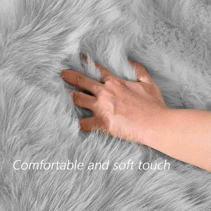 Latepis 5x8 Gray Area Faux Fur Rug for Living Room Sofa Floor Washable Fluffy Rugs Fuzzy Rugs for Bedroom Dorm Luxury Home Decor