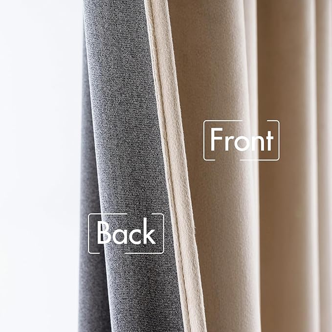 MIULEE Velvet Curtains 96 inches 2 Panels - Luxury Blackout Curtains for Bedroom Living Room Thermal Insulated Super Soft Window Drapes Rod Pocket & Back Tab, Camel Beige, W52 x L96 inches