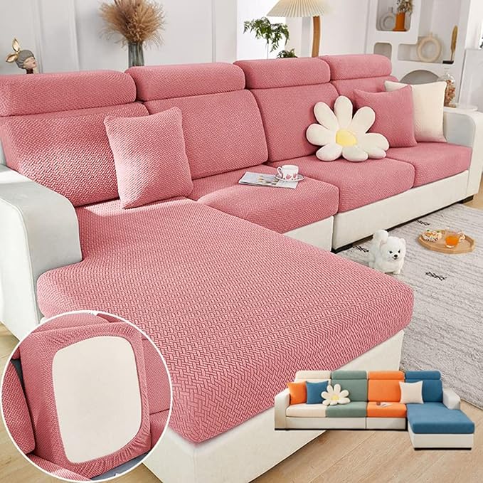Soothing Home Sofa Covers, Sofa Hero Covers, Wear-Resistant Universal Couch Covers Washable Stretch Sectional Couch Cushion Covers (Pink,Pillow Cover)