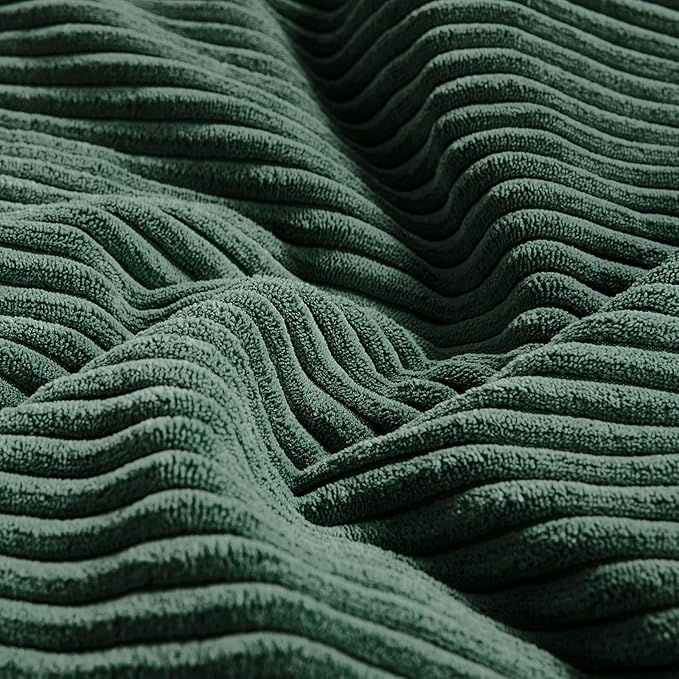 Fancy Homi Set of 2 Dark Green Lumbar Decorative Throw Pillow Covers 14x22 Inch for Living Room Couch Bed, Boho Farmhouse Forest Green Home Decor, Soft Corduroy Corss Patchwork Cushion Case