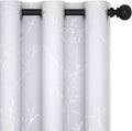 Deconovo Greyish White Curtains, Room Darkening Curtain, Thermal Insulated Soundproof Drapes, Silver Branch Print, 42 x 72 Inch Long, Grommet Window Panels for Living Room Bedroom Nursery, Set of 2