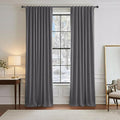 PONY DANCE Window Draperies Set - 42 by 90 inch, Grey Blackout Curtains Back Tab/Rod Pocket Light Blocking Curtain Panels Thermal Insulated Decoration for Bedroom, Double Pieces