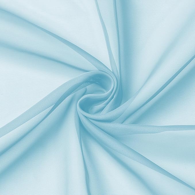 Aiyufeng 2 Pack: Basic Sky Blue Sheer Curtain Drapes 72 Inch Length 2 Panels for Living Room, Light Filtering Voile Drapes for Bedroom, Patio, Sliding Door, Each 42" W x 72" L