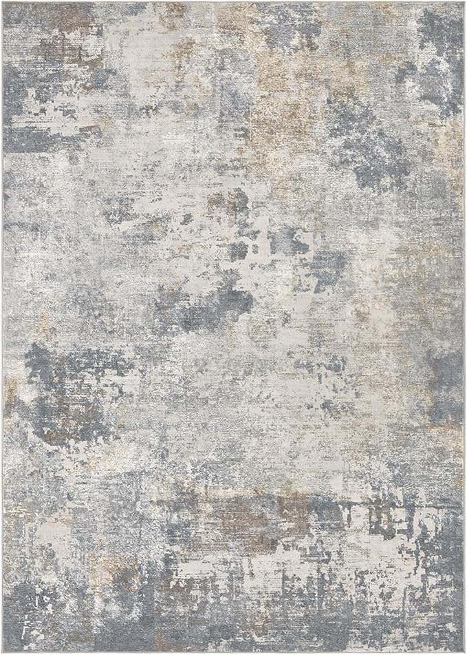 UERMEI 10x14 Area Rug Living Room Rugs - Washable Neutral Modern Abstract Soft Thin Large Rug Indoor Floor No Slip Rug Carpet for Bedroom Under Dining Table Home Office Decor - Blue Grey