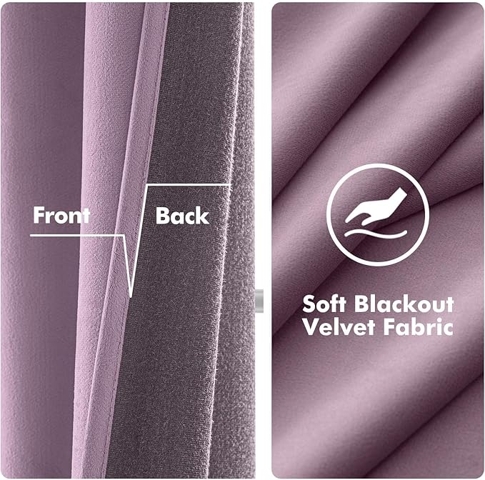 MIULEE Velvet Curtains Lavender Light Purple Elegant Grommet Thermal Insulated Soundproof Room Darkening Curtains/Drapes for Classical Living Room Bedroom Decor 52 x 84 Inch Set of 2