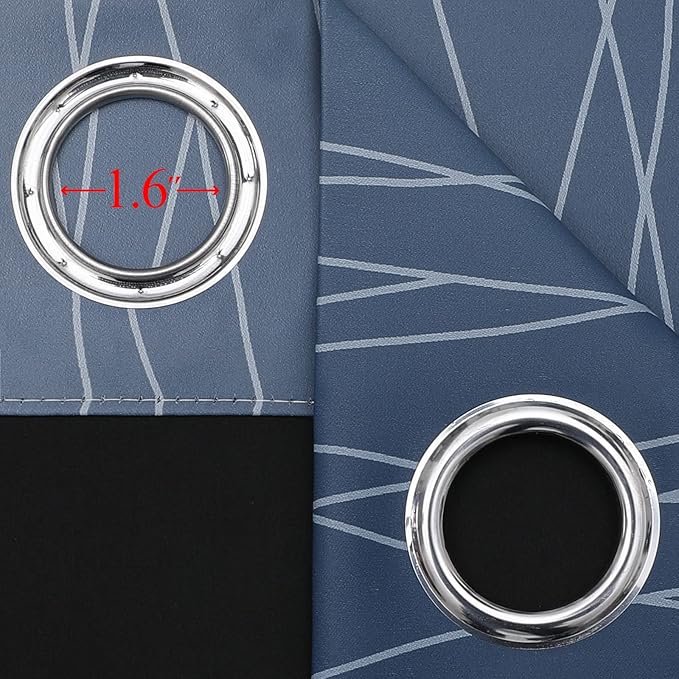 Estelar Textiler Navy Blue and Greyish White Blackout Curtains 84 Inches Long, Full Room Darkening Grommet Curtains for Bedroom,Thermal Insulated Ombre Blackout Drapes for Living Room,42Wx84L,2 Panels